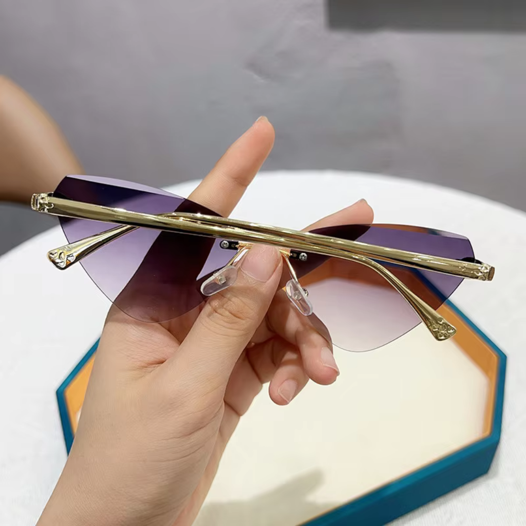 Eyedigo Purple X Metal Golden Cat-Eye Sunglasses for Women stylish sunglasses (Model E09-0043 3)