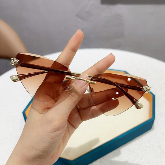 Eyedigo Brown X Metal Golden Cat-Eye Stylish sunglasses