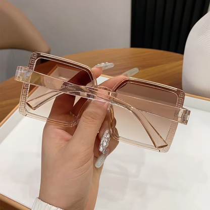 Eyedigo gradient brown X transparent oversize stylish Power Sunglasses 