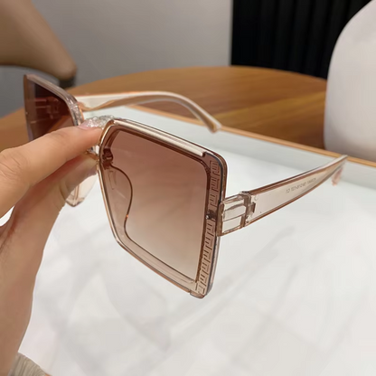 Eyedigo gradient brown X transparent oversize stylish sunglasses
