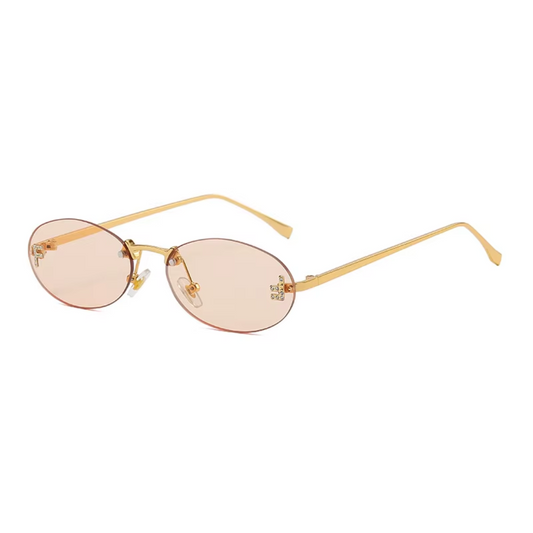 Eyedigo Light Brown X Metal Golden Geometric stylish sunglasses