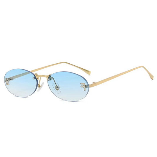 Eyedigo Gradient Light Blue X Metal Golden Geometric stylish sunglasses