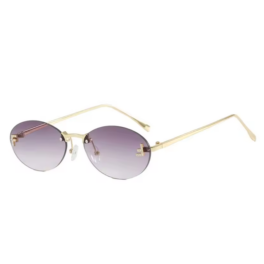 Eyedigo Gradient Purple X Metal Golden Geometric stylish sunglasses