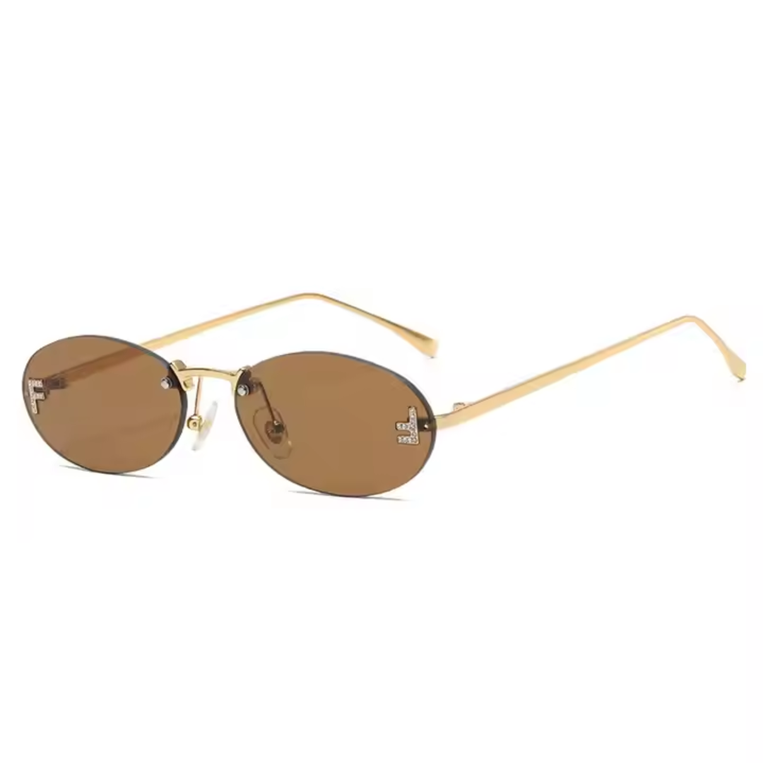 Eyedigo Dark Brown X Metal Golden Geometric stylish sunglasses