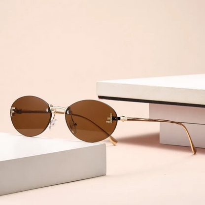 Eyedigo Dark Brown X Metal Golden Geometric Stylish Sunglasses for Women (Model E09-0047 1)