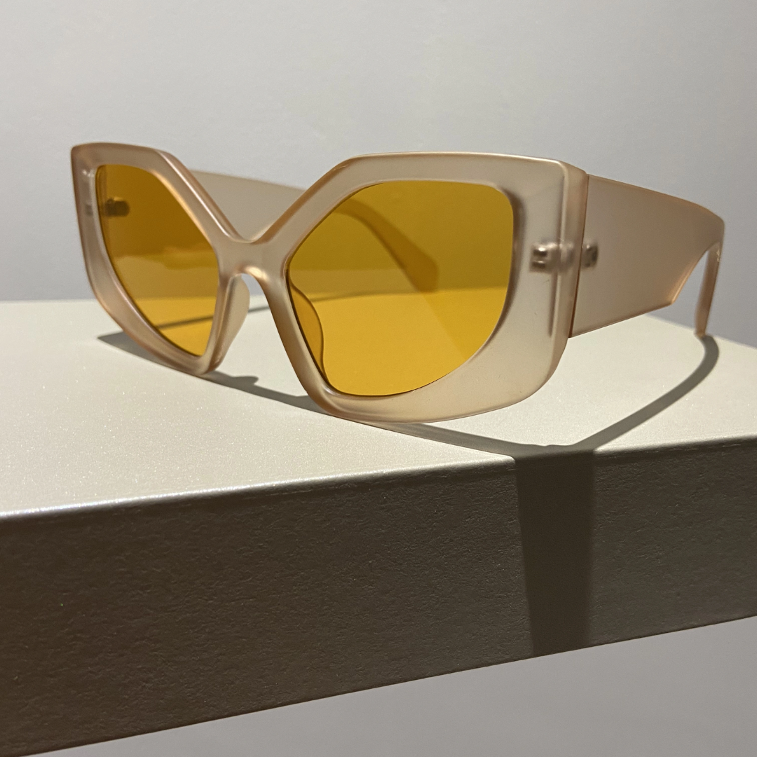 Eyedigo yellow beign/ nude/champagne oversize stylish Power Sunglasses 