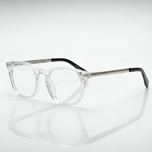 Transparent Silver Rectangle BlueBlock Screen Glasses for Unisex E05-0011-4